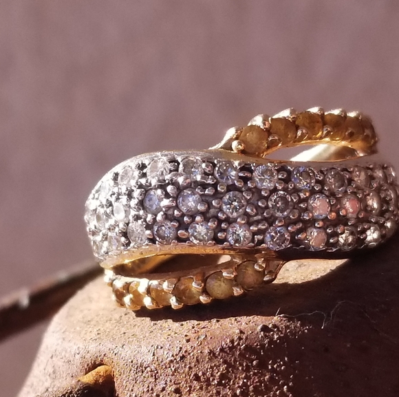 14k diamond citrine gold bypass ring - Picture 13 of 14